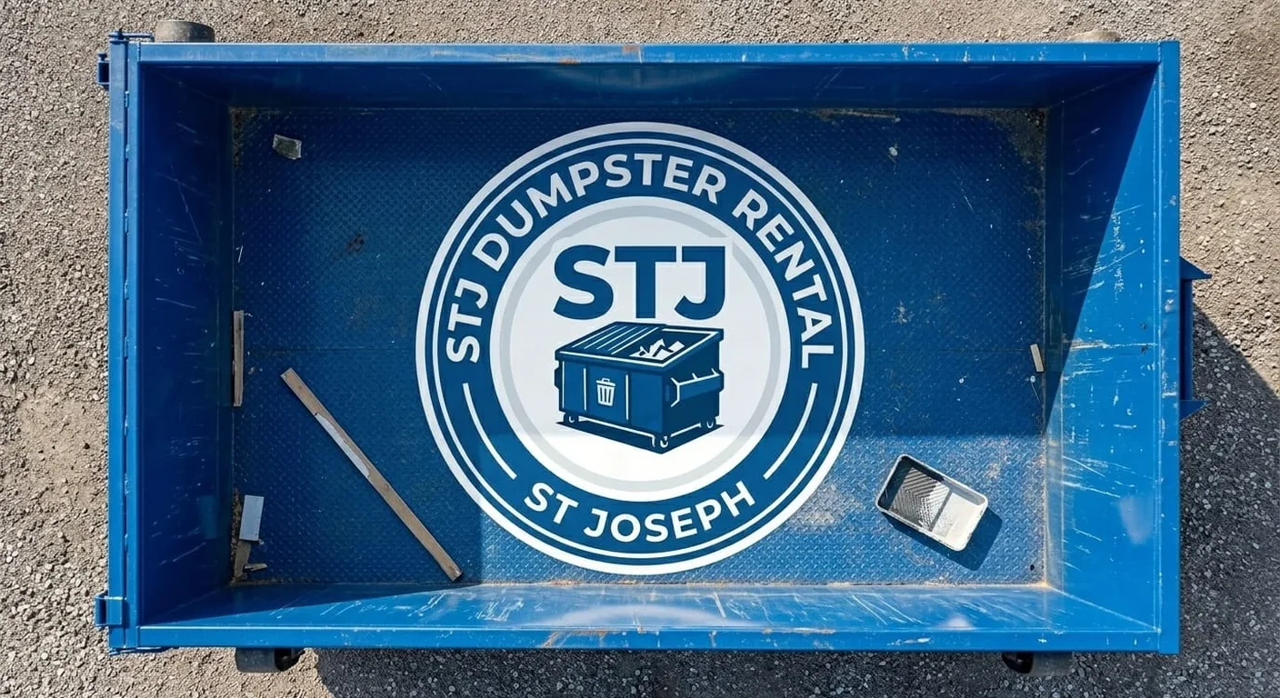 A STJ Dumpster Rental St Joseph roll-off dumpster staged and ready for drop-off in De Kalb, MO